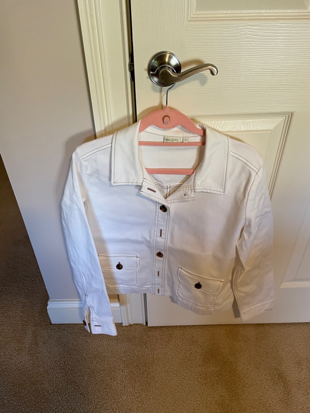 Cream Spartina nwot jacket with brown tortoise buttons